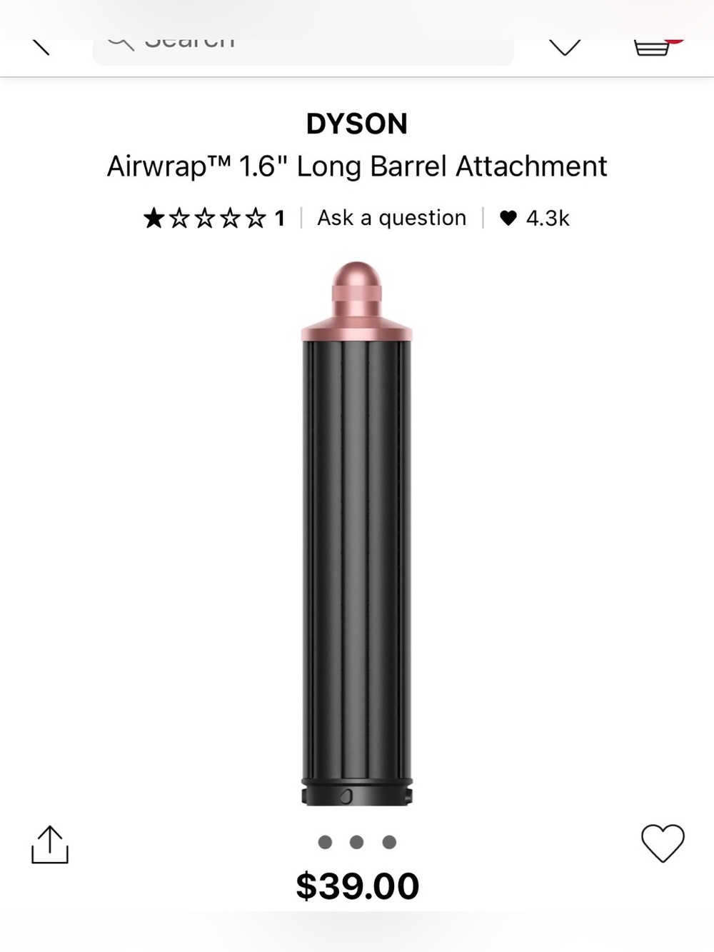 Dyson Airwrap Long Curling Barrel Attachment — 1.6”